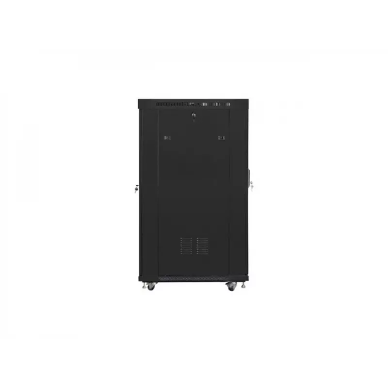 Brīvi stāvošs 19 inch skapis 22U 800x1000 ar stikla durvīm un LCD displeju (plakanā iepakojumā) V2 melns