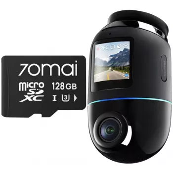 Dash Cam 70mai Omni X800 4K ar 128GB 70mai SD karti, Melns