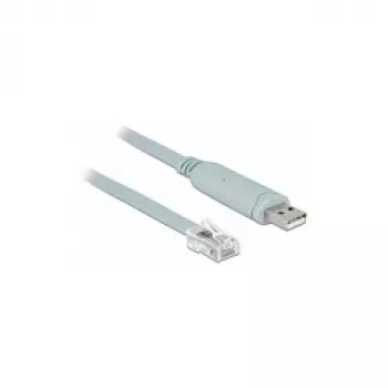 Delock 63308 USB 2.0 uz RJ45 seriālā konsoles porta adaptera kabelis, FTDI FT232RL, 5 m, pelēks