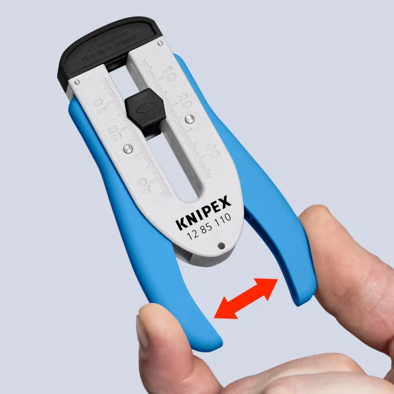 KNIPEX 12 85 110 SB optisko šķiedru noņēmējs / apvalka noņemšanas instruments (zils/balts)