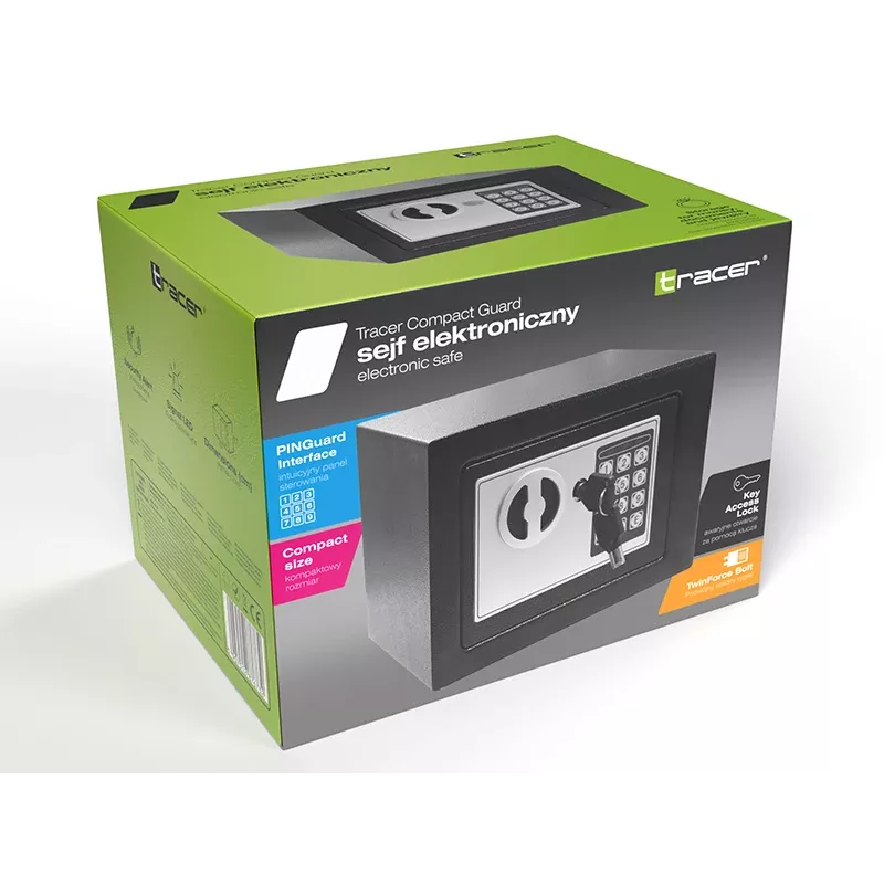 Seifs TRACER Tracer 47640 Compact Guard — elektroniskais seifs, 0,5 kubikpēdas, tērauda konstrukcija