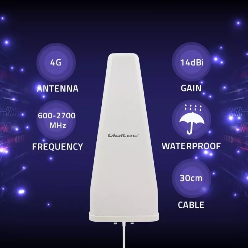 Qoltec 57043 4G LTE DUBULTĀ antena | 14dBi | visvirziena | āra