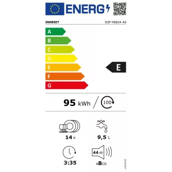 Indesit D2F HD624 AS trauku mazgājamā mašīna Brīvstāvoša 14 komplekti