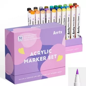 Arrtx akrila marķieri LC303311 — 30 krāsu komplekts, pildāmi, necaurspīdīga tinte, smalki-vidēji gali