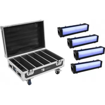 Eurolite komplekts ar 4x AKKU Bar-6 Glow QCL un uzlādes koferi