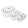 Pārtikas uzglabāšanas kārbu komplekts ZWILLING FRESH & SAVE taisnstūra stikls/plastmasa 3 gab., 0,35/0,75/1,6 L, hermētisks, mikroviļņu/cepeškrāsns/ledusskapis drošs