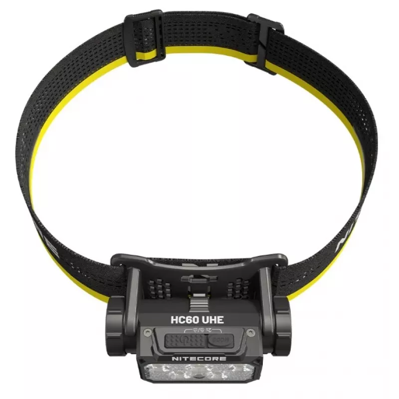 Galvaslampa Nitecore HC60 UHE ar 4000 mAh akumulatoru, 6-LED, ūdensizturīga, triecienizturīga, melna/dzeltena