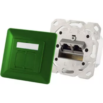Sienas kontaktligzda 2 x RJ-45 ShiverPeaks 74280-G, Cat6a, 500 MHz, metāla korpuss, zaļa