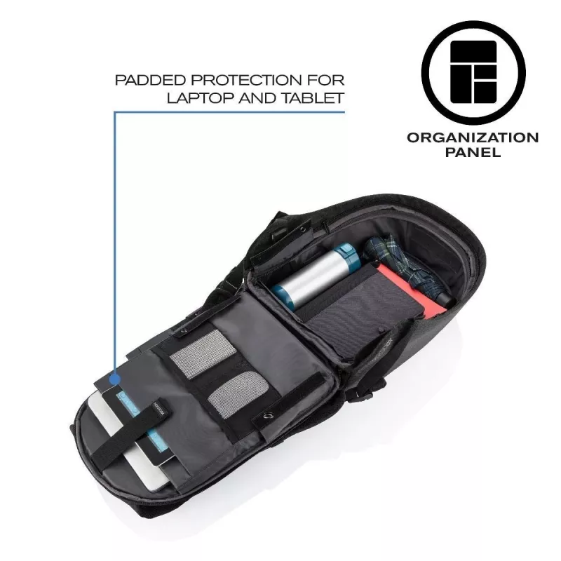 Mugursoma XDDESIGN P705.291 Antracīta — 18 L, nodalījumi klēpjdatoram un planšetei, fiksējams galvenais rāvējslēdzējs