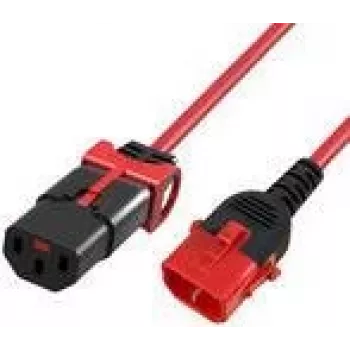 ACT strāvas kabelis C13 IEC Lock+ - C14 IEC Lock Dual Locking sarkans 3 m, PC3617