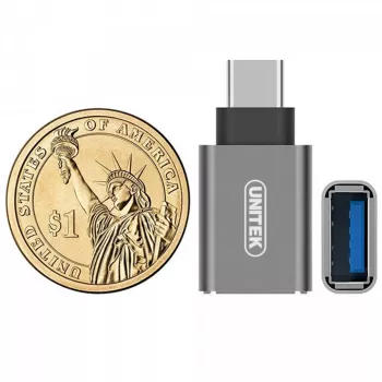 UNITEK Y-A025CGY adapter USB Type-C uz USB Type-A, metāla korpuss