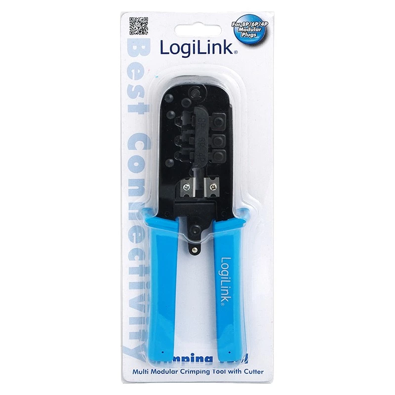 LogiLink WZ0019 daudzfunkcionālas modulāro spraudņu presēšanas knaibles, 8P/6P/4P, melnas/zilas