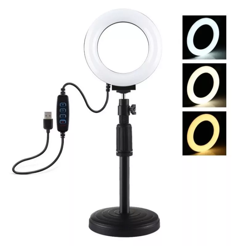 LED gredzena lampa Puluz ar regulējamu pamatni PU391