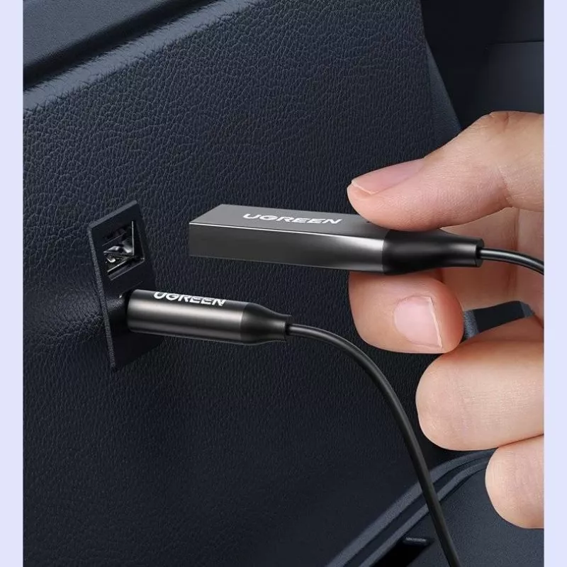 Audio uztvērējs UGREEN CM309 Bluetooth 5.0 USB ar 3.5 mm AUX ligzdu, melns, 20–20000 Hz