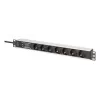 Digitus DN-95441 strāvas sadales bloks PDU 7 kontaktligzdas 1U Melns Sudrabs