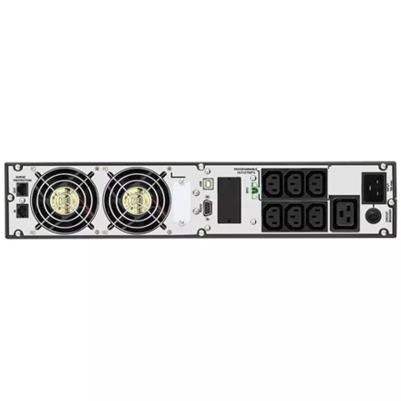 Rack UPS FSP/Fortron CHAMP 3K RACK — 3000 VA, 2400 W, 110–300 V, ±1% baterijas režīmā, 4 AC kontaktligzdas, USB