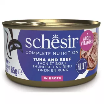 SCHESIR in cooking water Tuna with beef and rice - mitrā kaķu barība - 85 g