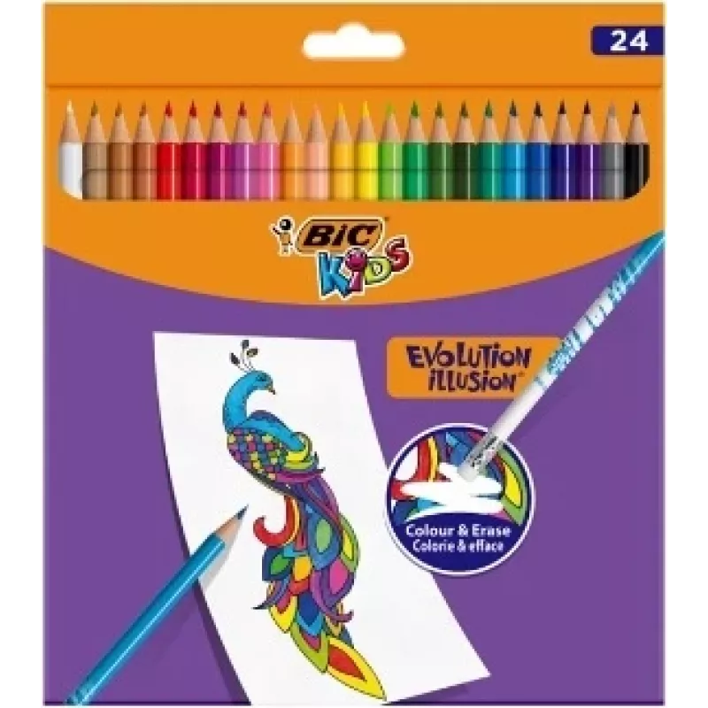 BIC Kids Evolution Illusion dzēšamie krītiņi 24 krāsas