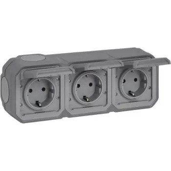 Legrand Plexo NEW APWG 069743L trīsvietīga Schuko kontaktligzda IP44 pelēka 5 (069743L)