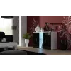 Sideboard Cama Meble SOHO S7 120 cm — 3 durvis, 4 plaukti, balta virsma, melns spīdums