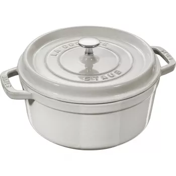 Čuguna apaļais pods Staub 1,7 l White Truffle, emaljēta kastrolis plītij un cepeškrāsnij