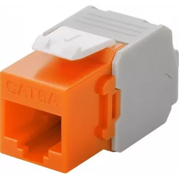 Wentronic Goobay CAT 6a KeyStone RJ45 Jack, Neekranēts, 500MHz, Oranžs-Balts (90690)