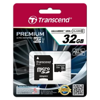 Atmiņas karte MICRO SDHC 32GB W/ADAPT/CLASS10 TS32GUSDU1 TRANSCEND