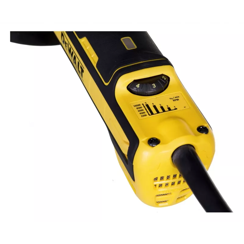DeWALT DWE4357-QS portatīvā disku slīpmašīna, melna/dzeltena, 10500 RPM, 1700 W