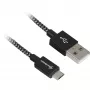 USB 2.0 kabelis, USB-A spraudnis > Micro-USB spraudnis (melns/pelēks, 2 metri, pinums)