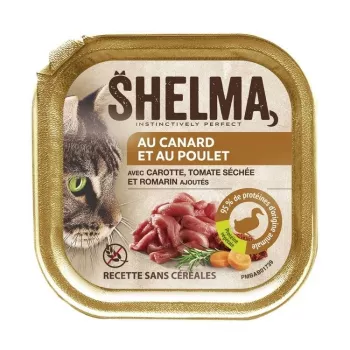 Slapjā barība kaķiem SHELMA Pīle un vista pastēte 100 g, pilnvērtīga barība pieaugušiem kaķiem, 80% mitrums, 11% olbaltumvielas