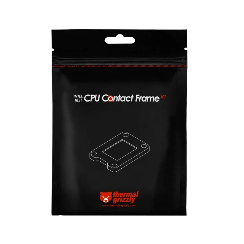 Termiskā Grizzly Intel 1851 CPU kontakta rāmis V1 (TG-CF-I1851-V1) – anodēts alumīnijs, melns, 71x51x6 mm