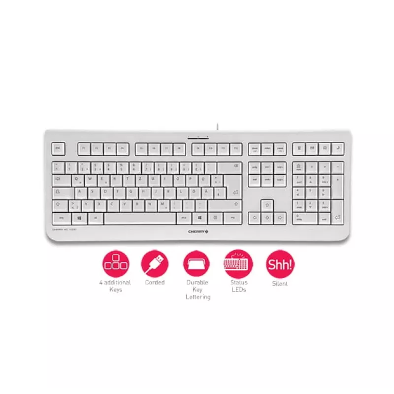 CHERRY KC 1000 klaviatūra mājai USB Šveices pelēka