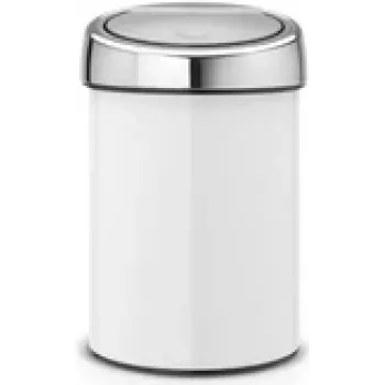 BRABANTIA Touch Bin 3 L Balts (36 44 88) – kompakts atkritumu spainis ar pieskāriena vāku