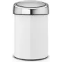 BRABANTIA Touch Bin 3 L Balts (36 44 88) – kompakts atkritumu spainis ar pieskāriena vāku
