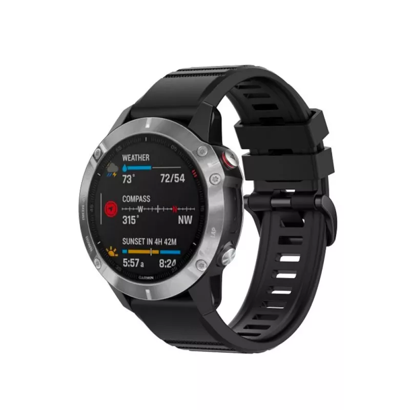 Silicone siksniņa 22mm Garmin QuickFit FIXED — melna