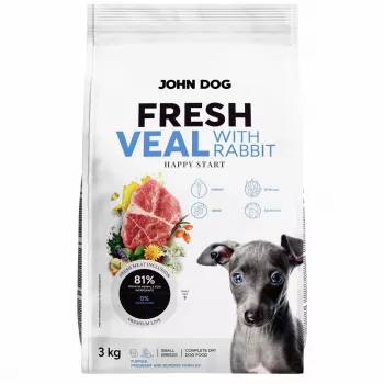 Sausā barība kucēniem John Dog Puppy Fresh Teļa gaļa ar trusi 3 kg