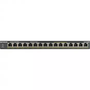 NETGEAR GS316P Nenodrošināts Gigabitu Ethernet (10/100/1000) PoE slēdzis, 16 porti, melns