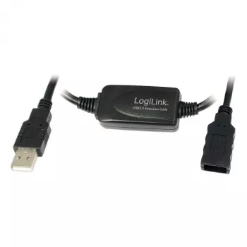 LogiLink UA0143 USB kabelis USB 2.0 USB-A spraudnis pret ligzdu 10.00 M Melns