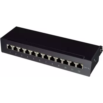 Logilink Patchpanel darbvirsmas/sienas Cat.6A STP 12 porti, melns (NP0019B)
