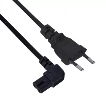 Strāvas kabelis SAVIO CL-144, 3 m, leņķveida 2-pin uz IEC Type E savienotāju, melns