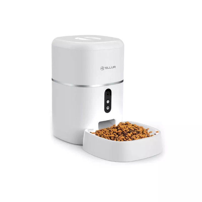 Automātiskā barotava mājdzīvniekiem Tellur TLL331461 ar UltraHD kameru, 4 L, Balta