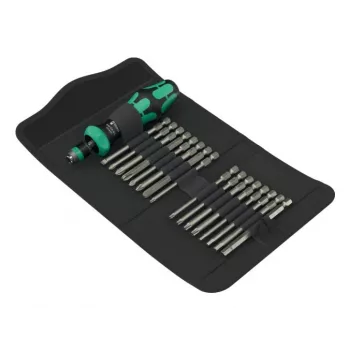 Wera instrumentu komplekts Kraftform Kompakt 60 RA-R 1, 17 daļu skrūvgriežu un uzgaļu komplekts ar kompakto sprūdrata rokturi