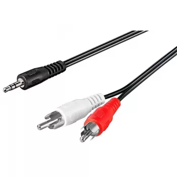 Wentronic Goobay 3,5 mm ligzdas/RCA adaptera kabelis, melns, 10 m - 3,5 mm ligzdas spraudnis (3 kontaktu, stereo) > 2x RCA spraudnis (audio kreisais/labais) (50441)