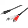 Wentronic Goobay 3,5 mm ligzdas/RCA adaptera kabelis, melns, 10 m - 3,5 mm ligzdas spraudnis (3 kontaktu, stereo) > 2x RCA spraudnis (audio kreisais/labais) (50441)