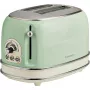 Ariete 155 Design 2 Šķēlīšu Toasteris ar Sviestmaižu Būriem, 6 Grauzdēšanas Līmeņi, 810 W, Nerūsējošā Tērauda Korpuss, Noņemama Drupaču Paplāte, Pasteļzaļš