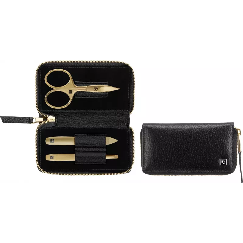 Manikīra komplekts ZWILLING Twinox Gold Edition 97747-004-0 — 3 daļas melnā ādas maciņā