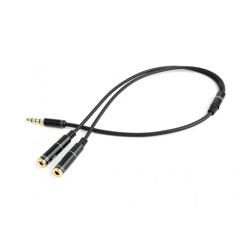 Gembird CCA-417M audio adapteris, 4 kontaktu 3,5 mm spraudnis uz 2x 3,5 mm ligzdas, 0,2 m, melns