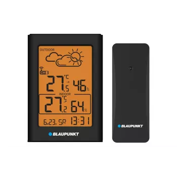 Laika stacija BLAUPUNKT WS15BK melna — iekštelpu/ārštelpu temperatūras un mitruma mērīšana