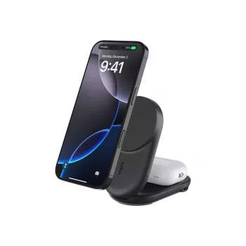 Iekštelpu lādētājs Belkin UltraCharge 25 W Qi2 2in1 Magnētiskais USB-C Melns Apaļš