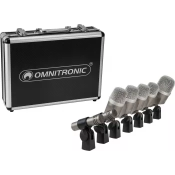 Bungu mikrofonu komplekts Omnitronic MIC 77-7LMH MK2 — 7 gabalu komplekts vairāku mikrofonu bungu ierakstam